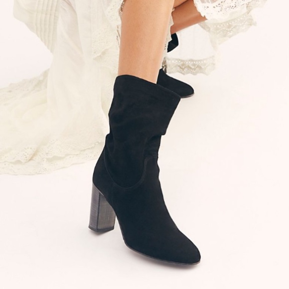 FREE PEOPLE - Dakota Heel Boots in Black Suede EUC Size 39/9 - Picture 3 of 13